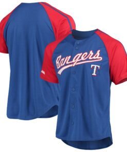 Texas Rangers Stitches ButtonDown Raglan Replica Jersey  Royal