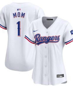 Texas RangersWomen_s 1 Mom Home Limited Jersey  White