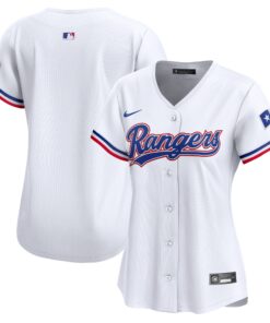 Texas RangersWomen_s Home Limited Jersey  White