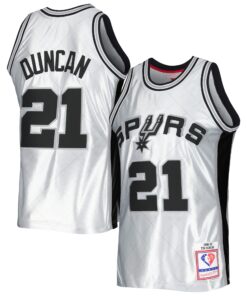Tim Duncan San Antonio Spurs Mitchell &amp Ness 199899 Hardwood Classics 75th Anniversary Swingman Jersey - Platinum