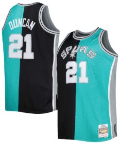 Tim Duncan San Antonio Spurs Mitchell &amp Ness Big &amp Tall Hardwood Classics 199899 Split Swingman Jersey - BlackTeal