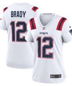 Tom Brady New England Patriots  Women_s Retired Game Jersey  White