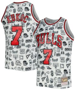 Toni Kukoc Chicago Bulls Mitchell &amp Ness 199798 Hardwood Classics Doodle Swingman Jersey - White