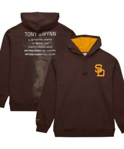 Tony Gwynn San Diego Padres Mitchell amp Ness Vintage Logo Name amp Number Pullover Hoodie  Brown