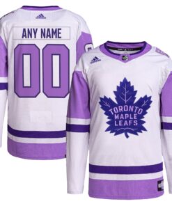 Toronto Maple Leafs Hockey Fights Cancer Primegreen Authentic Custom Jersey  WhitePurple