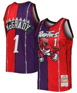 Tracy McGrady Toronto Raptors Mitchell &amp Ness Hardwood Classics 199899 Split Swingman Jersey - PurpleRed
