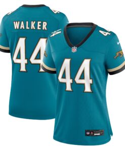 Travon Walker Jacksonville Jaguars  Women_s Prowler Throwback Game Jersey  Teal