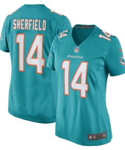 Trent Sherfield Miami Dolphins  Women_s Game Player Jersey  Aqua