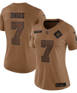Trevon Diggs Dallas Cowboys  Women_s 2023 Salute To Service Limited Jersey  Brown