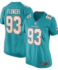 Trey Flowers Miami Dolphins  Women_s Game Player Jersey  Aqua