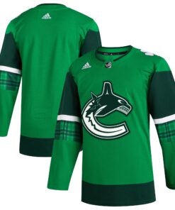  Vancouver Canucks 2023 St. Patrick_s Day Primegreen Authentic Jersey  Kelly Green