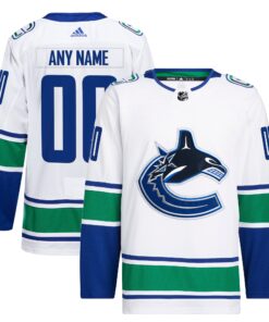  Vancouver Canucks  Away  Primegreen Authentic Custom Jersey  White