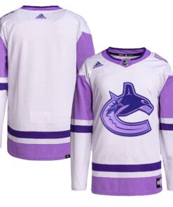 Vancouver Canucks Hockey Fights Cancer Primegreen Authentic Blank Practice Jersey  WhitePurple