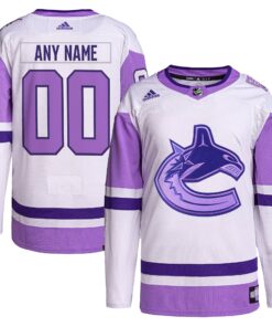 Vancouver Canucks Hockey Fights Cancer Primegreen Authentic Custom Jersey  WhitePurple