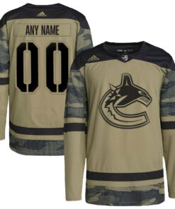 Vancouver Canucks Logo Military Appreciation Team Authentic Custom Practice Jersey  Camo