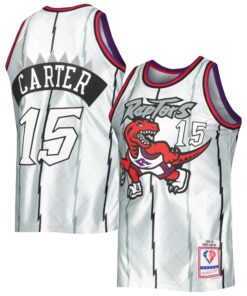 Vince Carter Toronto Raptors Mitchell &amp Ness 199899 Hardwood Classics 75th Anniversary Swingman Jersey - Platinum