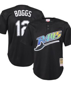 Wade Boggs Tampa Bay Rays Mitchell amp Ness Youth Cooperstown CollectionnbspMesh Batting Practice Jersey  Black