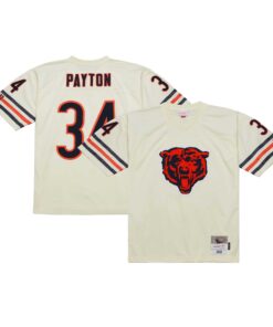 Walter Payton Chicago Bears Mitchell amp Ness Chainstitch Legacy Jersey  Cream
