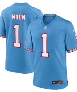 Warren Moon Tennessee Titans  Oilers Throwback Retired Player Game Jersey  Light Blue