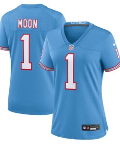 Warren Moon Tennessee Titans  Women_s Oilers Throwback Retired Player Game Jersey  Light Blue