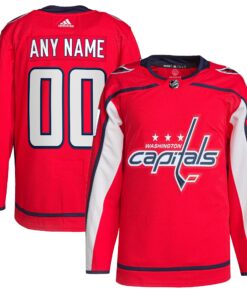  Washington Capitals  Home  Primegreen Authentic Custom Jersey  Red
