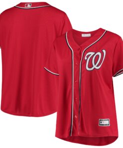 Washington Nationals Women_s Plus Size Alternate Replica Team Jersey  Red