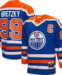 Wayne Gretzky Edmonton Oilers Mitchell amp Ness Big amp Tall 1986 Captain Patch Blue Line Player Jersey  Royal