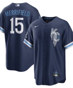 Whit Merrifield Kansas City RoyalsCity Connect Replica Player Jersey  Navy