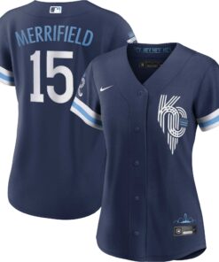 Whit Merrifield Kansas City RoyalsWomen_s City Connect Replica Player Jersey  Navy