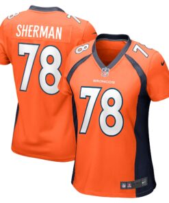 William Sherman Denver Broncos  Women_s Team Game Jersey   Orange
