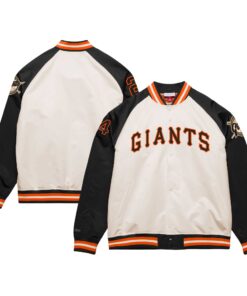 Willie Mays San Francisco Giants Mitchell amp Ness Cooperstown Collection Legends Lightweight Satin Raglan FullSnap Jacket  CreamBlack