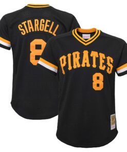 Willie Stargell Pittsburgh Pirates Mitchell amp Ness Youth Cooperstown CollectionnbspMesh Batting Practice Jersey  Black