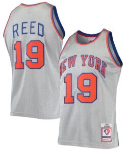 Willis Reed New York Knicks Mitchell &amp Ness 75th Anniversary 196970 Hardwood Classics Swingman Jersey - Silver