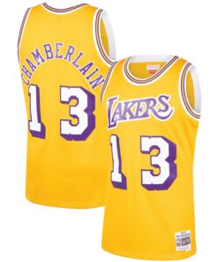 Wilt Chamberlain Los Angeles Lakers Mitchell &amp Ness 197172 Hardwood Classics Swingman Jersey - Gold