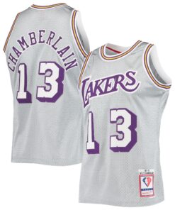 Wilt Chamberlain Los Angeles Lakers Mitchell &amp Ness 75th Anniversary 197172 Hardwood Classics Swingman Jersey - Silver