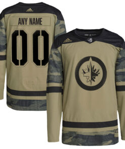 Winnipeg Jets Logo Military Appreciation Team Authentic Custom Practice Jersey  Camo