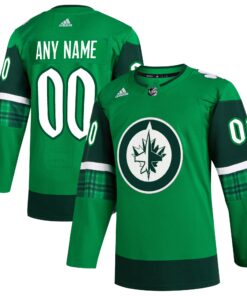  Winnipeg Jets St. Patrick_s Day Authentic Custom Jersey  Kelly Green