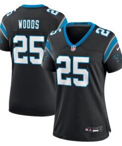 Xavier Woods Carolina Panthers  Women_s Team Game Jersey  Black