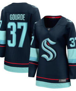 Yanni Gourde Seattle Kraken Fanatics Women_s Home Breakaway Player Jersey  Navy