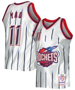 Yao Ming Houston Rockets Mitchell &amp Ness 200203 Hardwood Classics 75th Anniversary Swingman Jersey - Platinum