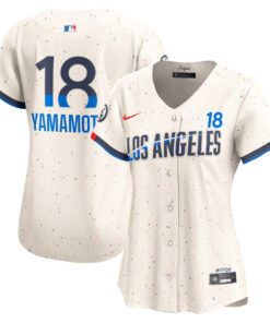 Yoshinobu Yamamoto Los Angeles DodgersWomen_s 2024 City Connect Limited Player Jersey  Cream