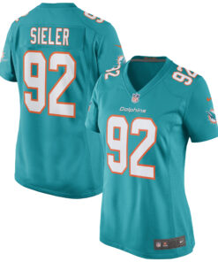 Zach Sieler Miami Dolphins  Women_s Game Jersey  Aqua