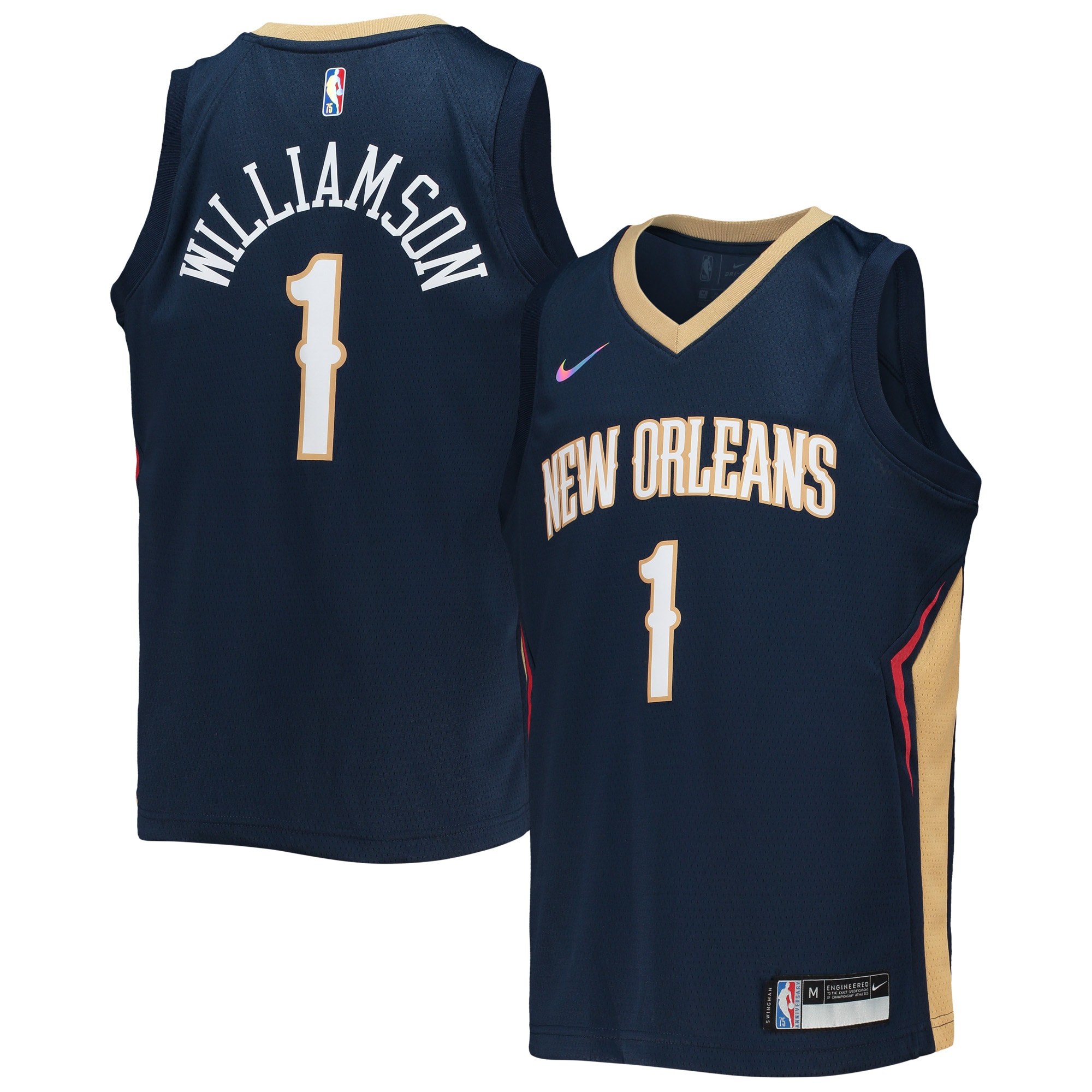 Zion Williamson New Orleans Pelicans Youth 202122 Diamond Swingman Jersey - Icon Edition - Navy